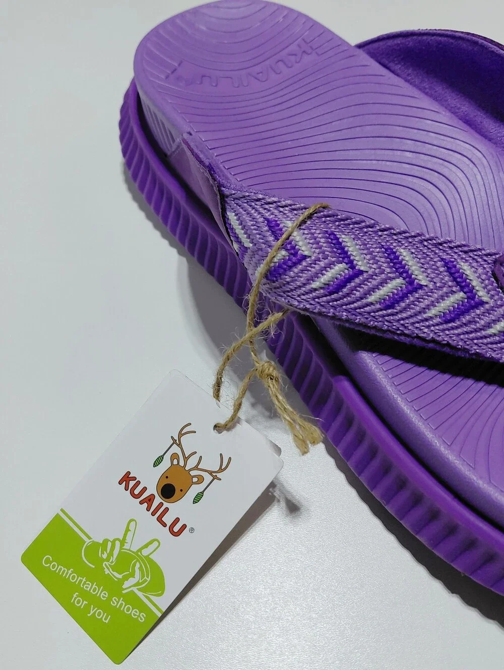 KUAILU Women's Purple Orthopedic Thick Cushion Recovery  Thong  Sandals Size  11